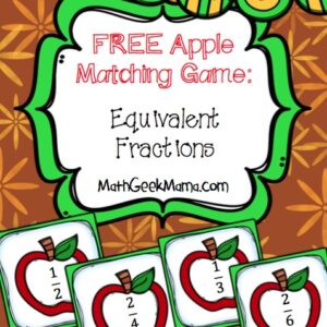 Apple Themed Equivalent Fractions Matching Game