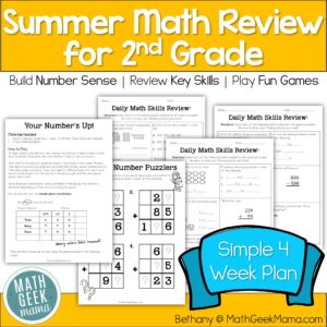 2nd Grade Math Review: End of Year or Summer - Games & Worksheets - PRINTABLE