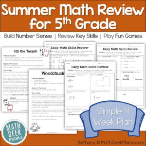 5th Grade Math Review - End of Year or Summer - Games & Worksheets - PRINTABLE