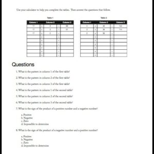 Multiplying Integers Investigation