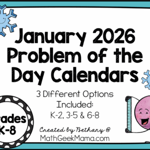 January 2026 Math Calendars - Options for Grades K-8