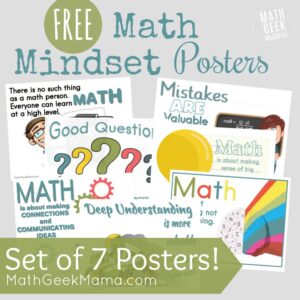 Set of 7 Math Mindset Posters