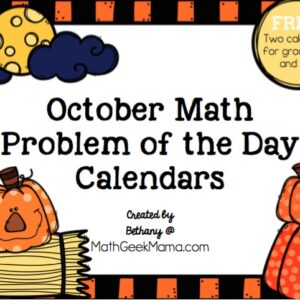 October Math Calendar (2 Versions)