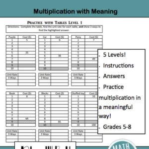 Multiplication with Tables Lesson Pack