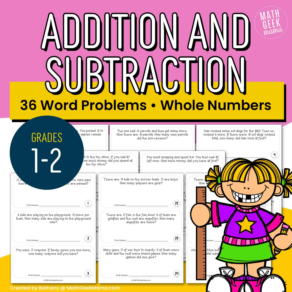 Addition & Subtraction Word Problems to 20 - Grades 1-2 - PRINT + DIGITAL