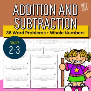 Addition & Subtraction Word Problems with 2-3 Digit Numbers - PRINT + DIGITAL