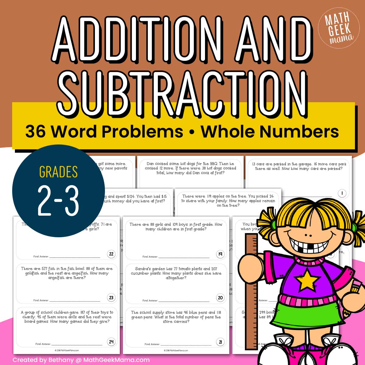 Addition & Subtraction Word Problems with 2-3 Digit Numbers - PRINT + DIGITAL