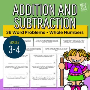 Addition & Subtraction with Large Numbers Word Problem Set - PRINT + DIGITAL