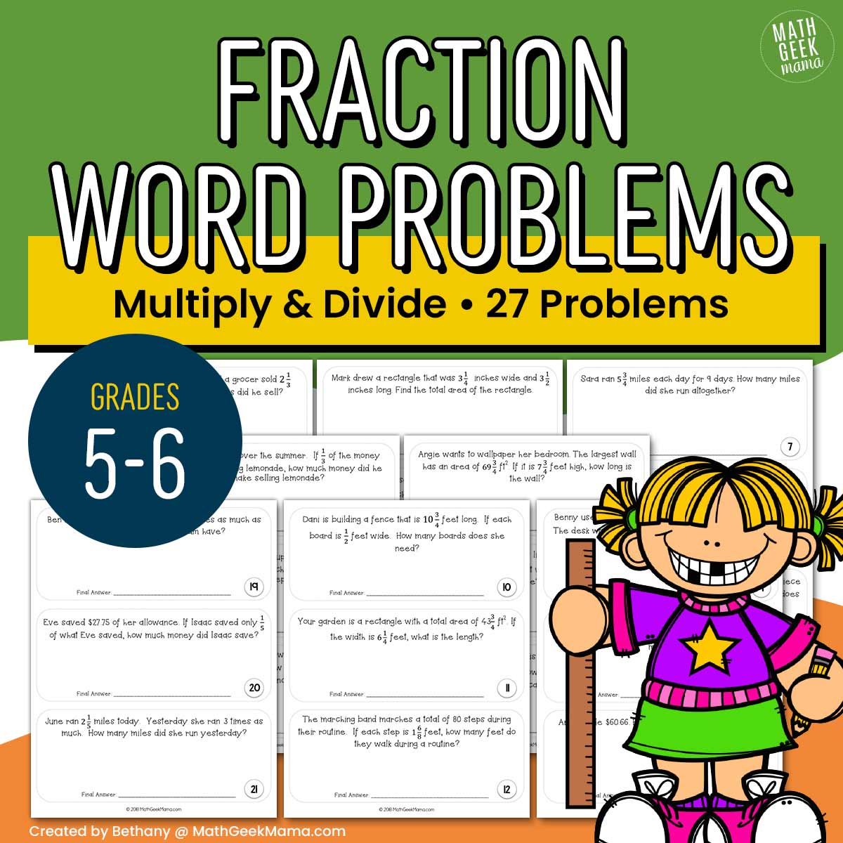 Multiply & Divide Fractions Word Problem Set - PRINT + DIGITAL