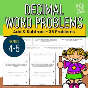 Addition & Subtraction with Decimals | Word Problem Set