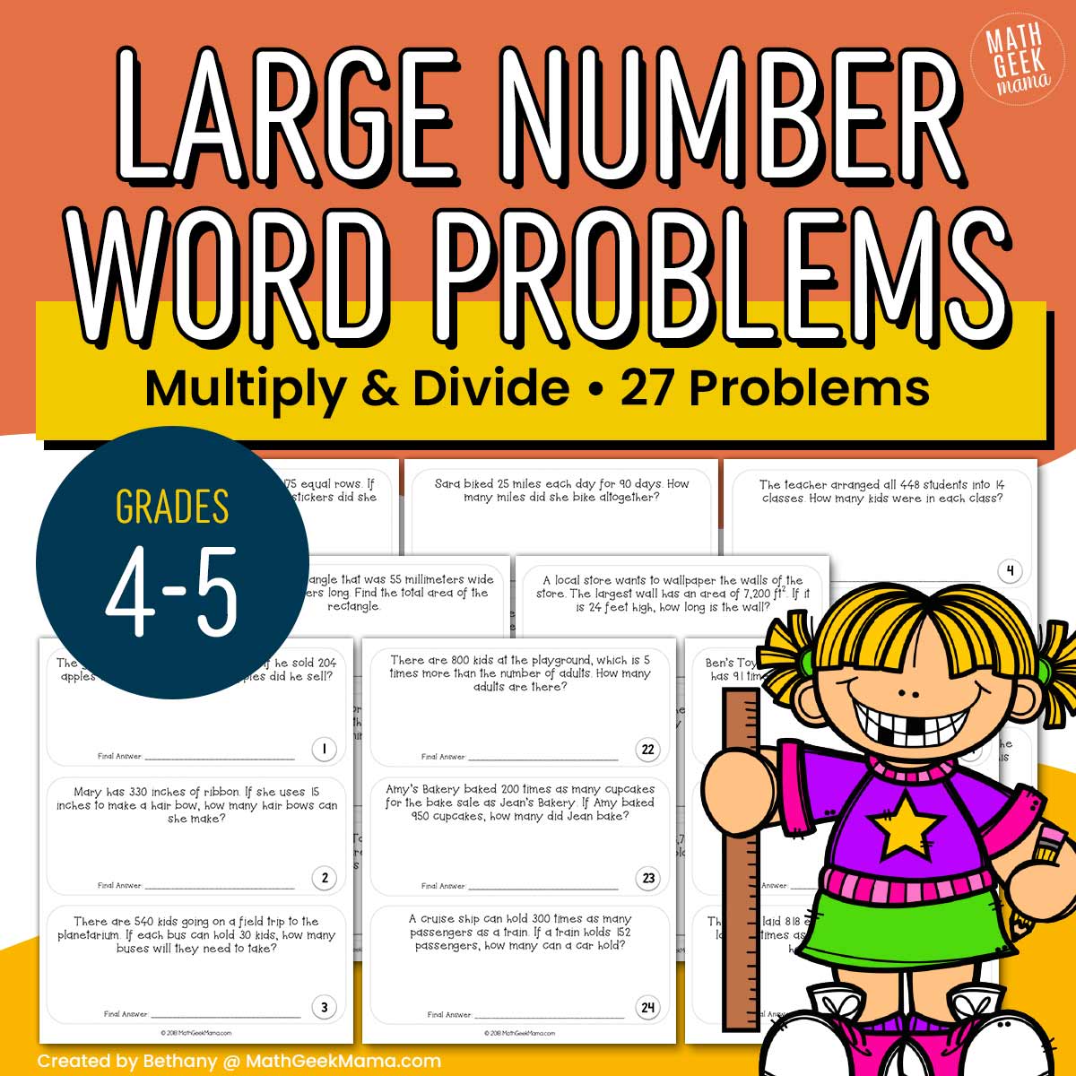 Multiply & Divide Large Numbers - Word Problem Set - PRINT + DIGITAL