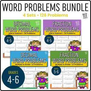 Fractions & Decimals Word Problem BUNDLE - Grades 4-6 - PRINT + DIGITAL