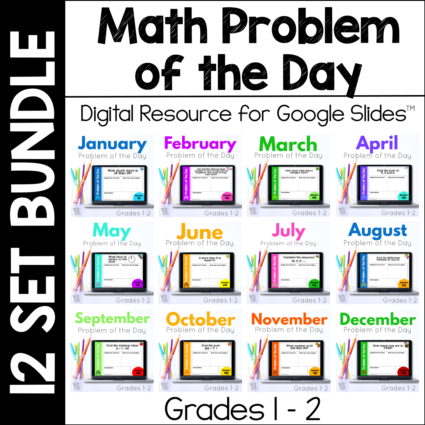 Math Problem of the Day Google Slides | Grades 1-2