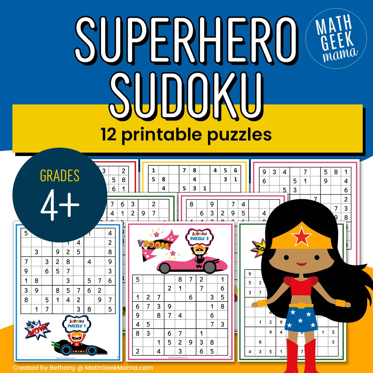 Superhero Sudoku | 12 Printable Logic Puzzles