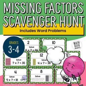 Missing Factors Scavenger Hunt | 3rd-4th Grade