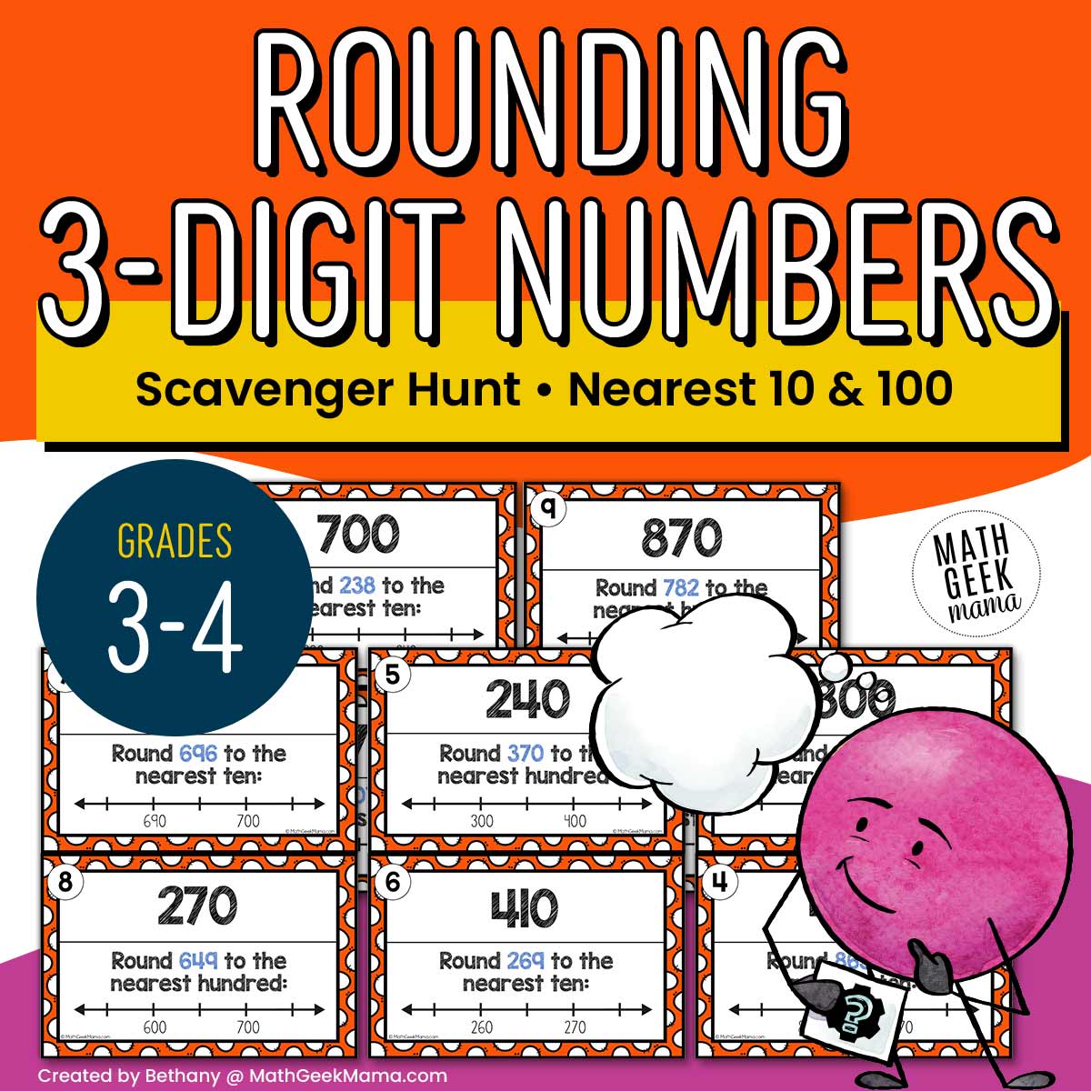 Rounding 3-Digit Numbers Scavenger Hunt | 3rd-4th Grade