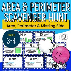 Area & Perimeter Scavenger Hunt - 3rd Grade - PRINTABLE
