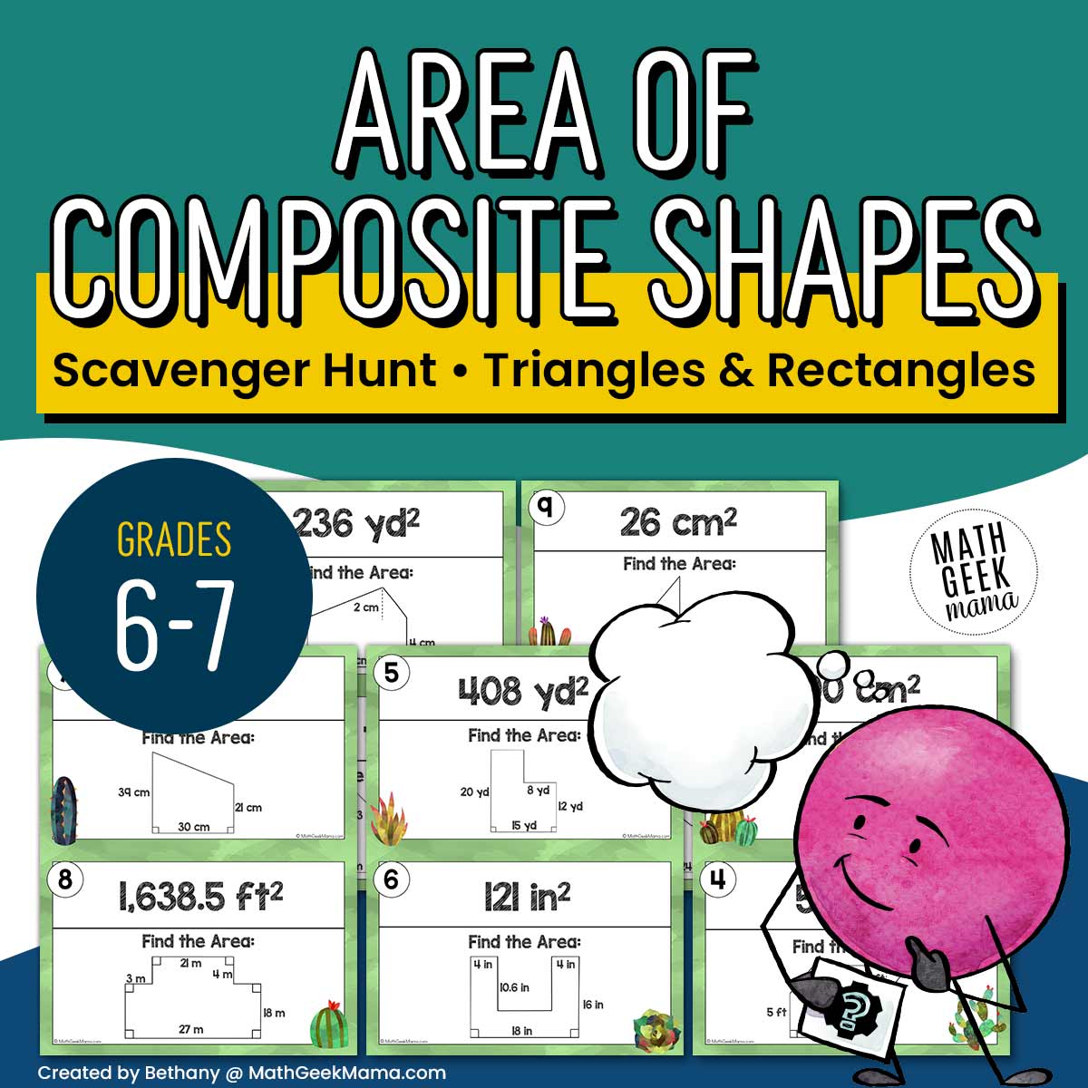 Area of Composite Figures Review - 6th Grade - Scavenger Hunt