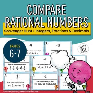 Order & Compare Rational Numbers - Scavenger Hunt - 6th-7th Grade