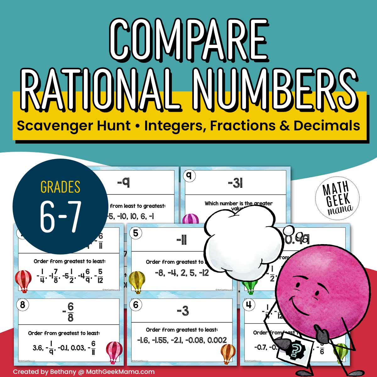 Order & Compare Rational Numbers - Scavenger Hunt - 6th-7th Grade