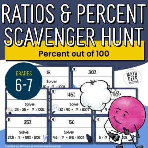 Ratios & Percent Practice - Scavenger Hunt for 6th-7th Grade