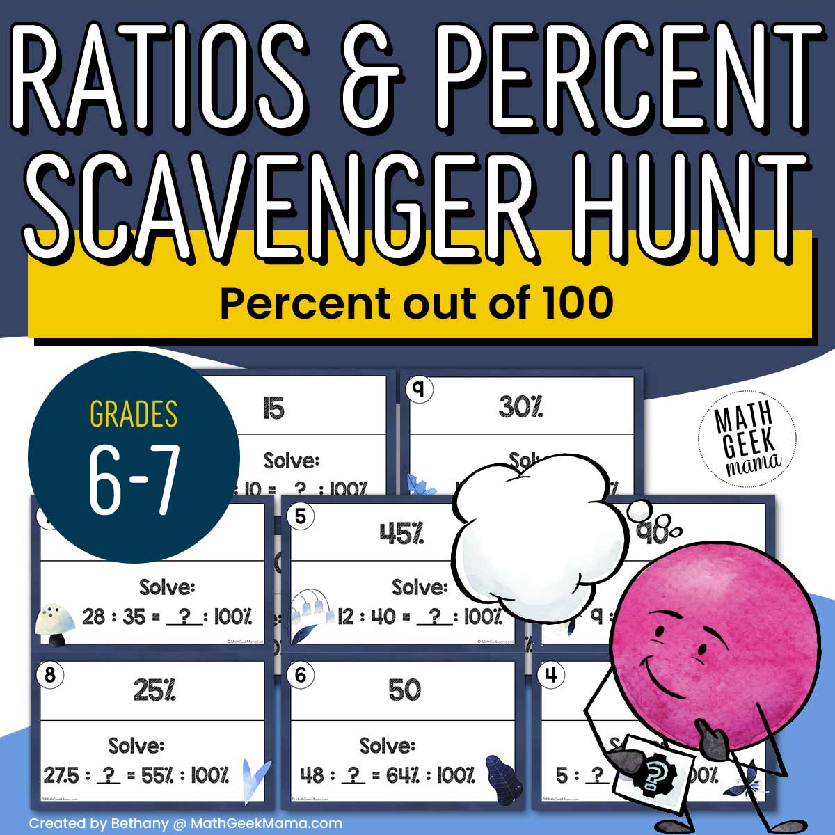 Ratios & Percent Practice - Scavenger Hunt for 6th-7th Grade