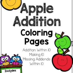 Apple Addition Coloring Page Set