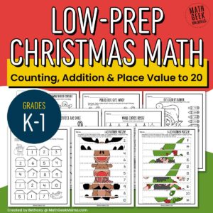 Low-Prep Christmas Math - Fun with Numbers 1-20 - Grades K-1 - PRINTABLE