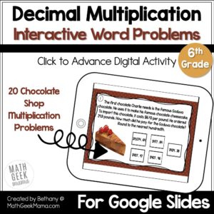 Decimal Multiplication Word Problems - DIGITAL - Grades 6-7 - Self-Checking
