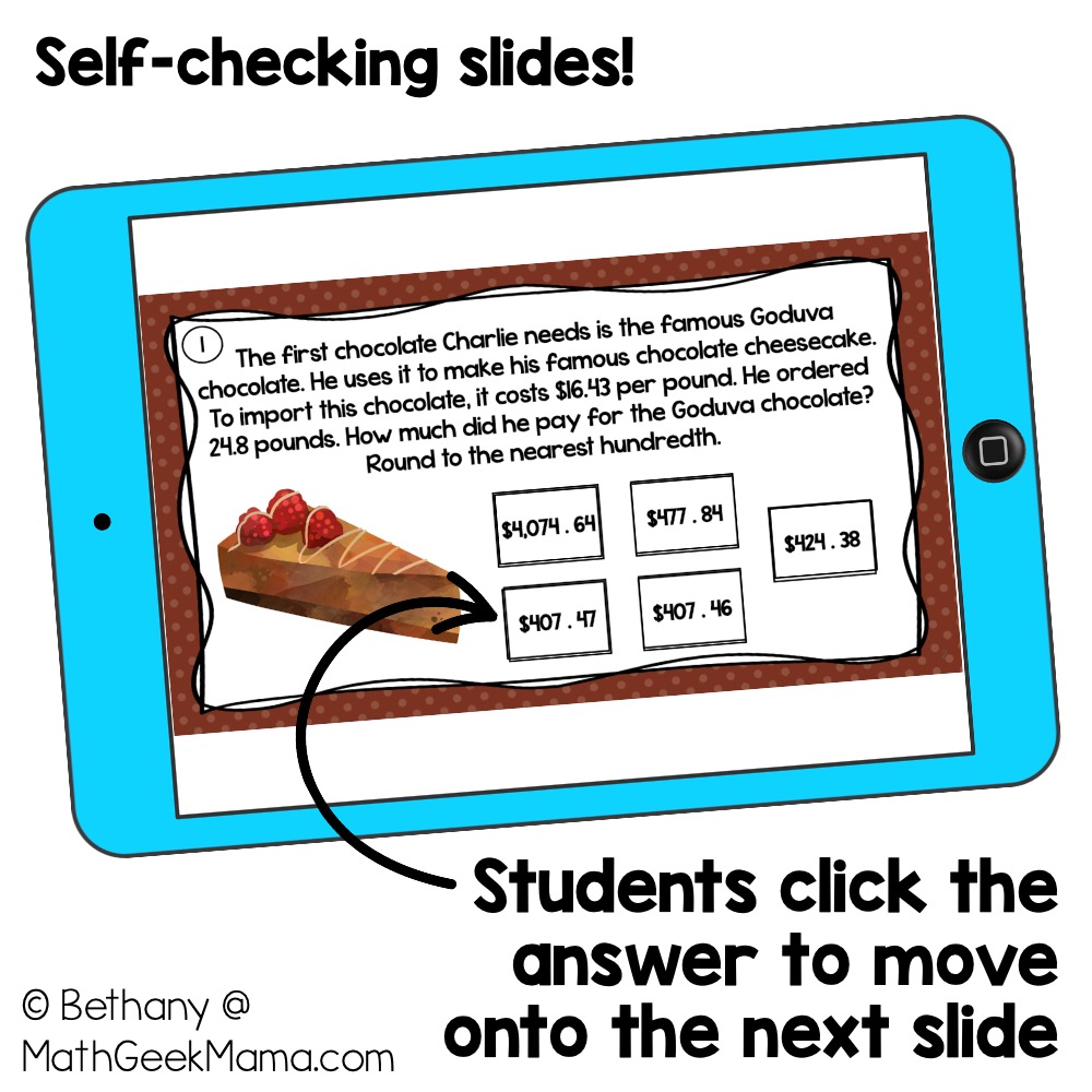 Decimal Multiplication Word Problems - DIGITAL - Grades 6-7 - Self-Checking - Image 2