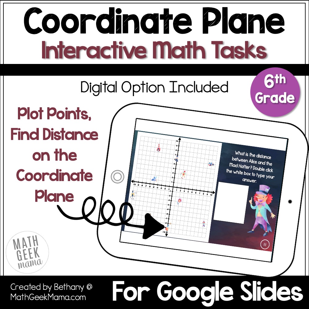 Distance on the Coordinate Plane - Plot Points - Find Distance - Grade 6 DIGITAL
