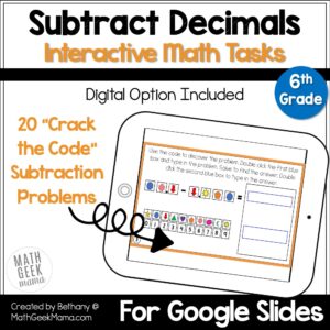 Subtract Decimals: Crack the Code - DIGITAL - Grades 6-7 - Multi-Digit Decimals