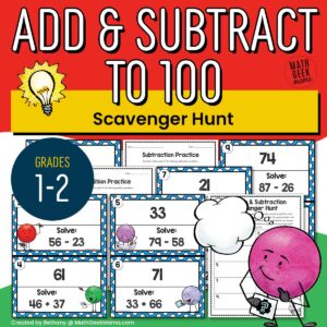 Add & Subtract to 100 Scavenger Hunt - Grades 1-2 - PRINTABLE