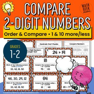 Compare 2-Digit Numbers - 1 &10 More/Less Scavenger Hunt - Grades 1-2 - PRINTABLE