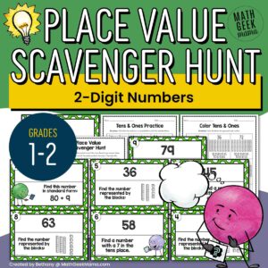 Place Value of 2-Digit Numbers Scavenger Hunt - Grades 1-2 - PRINTABLE