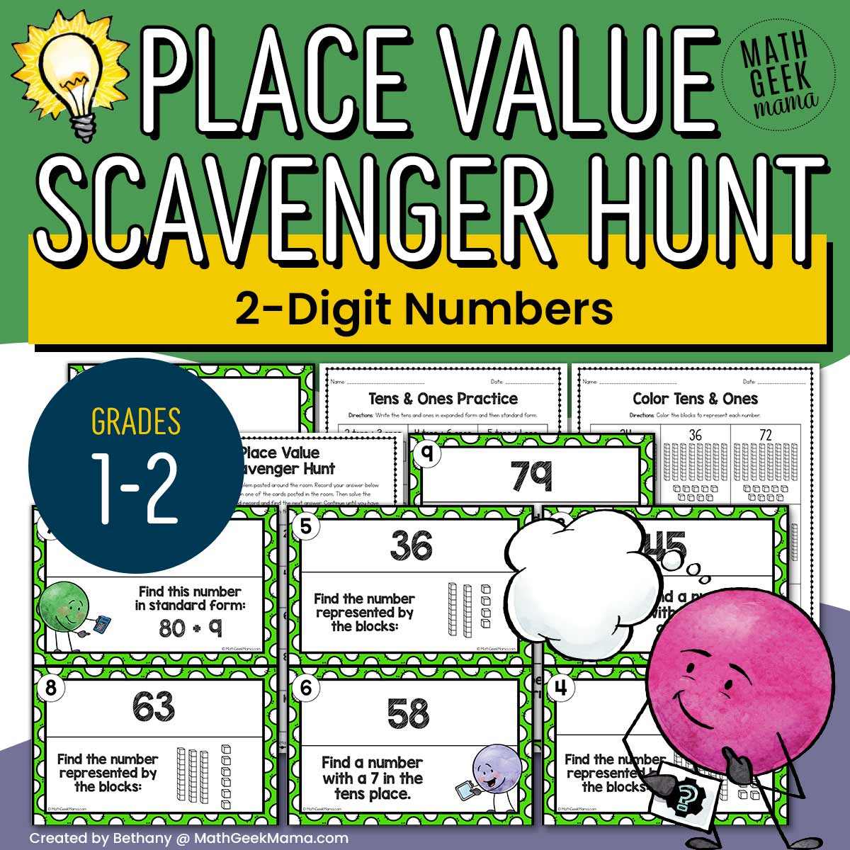 Place Value of 2-Digit Numbers Scavenger Hunt - Grades 1-2 - PRINTABLE