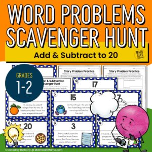 Add & Subtract to 20 Word Problems - Scavenger Hunt - Grades 1-2