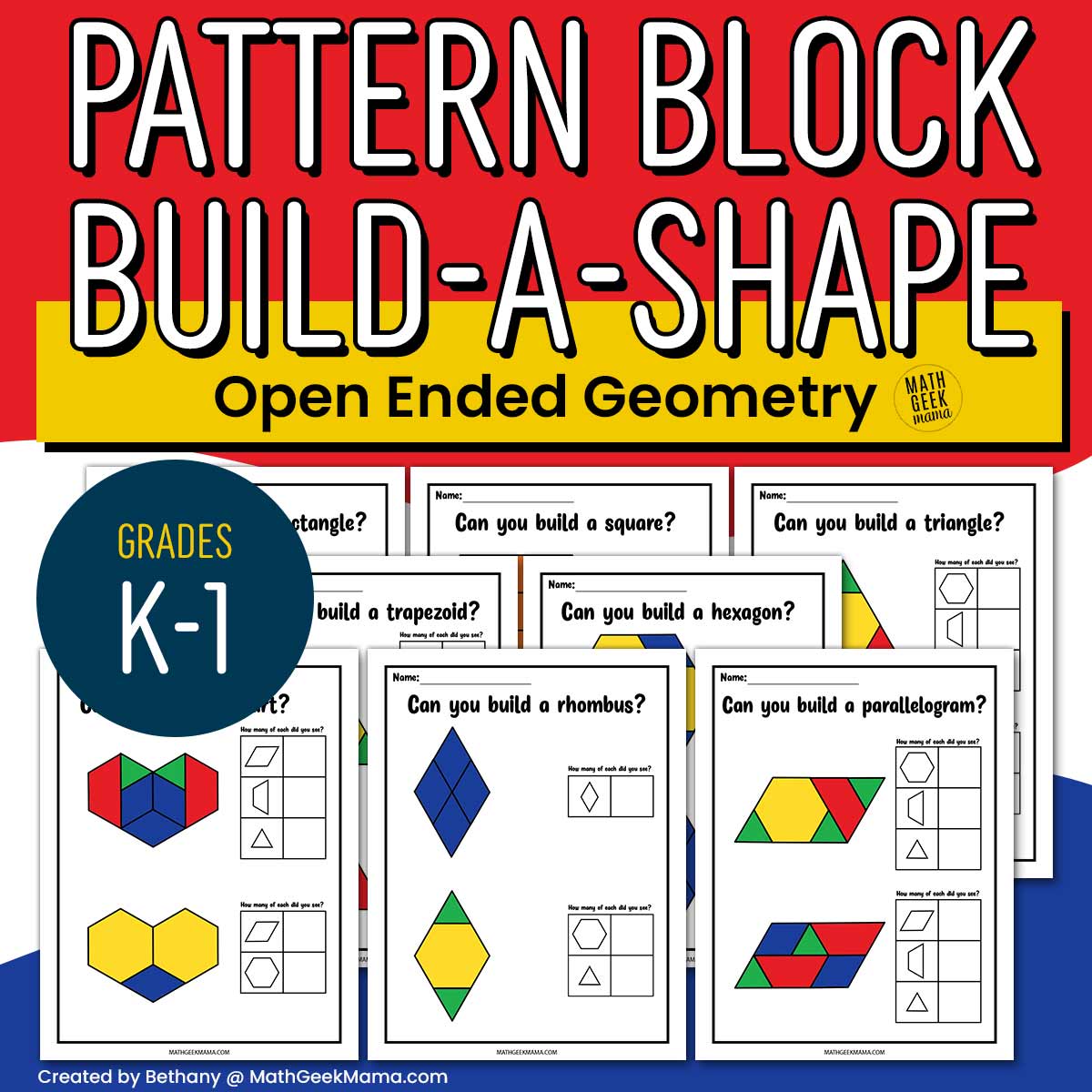 Pattern Block Build-a-Shape - Recognize & Compose Shapes - Grades K-1 - PRINT