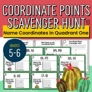 Name Coordinate Points Scavenger Hunt - Grades 5-6 - PRINTABLE
