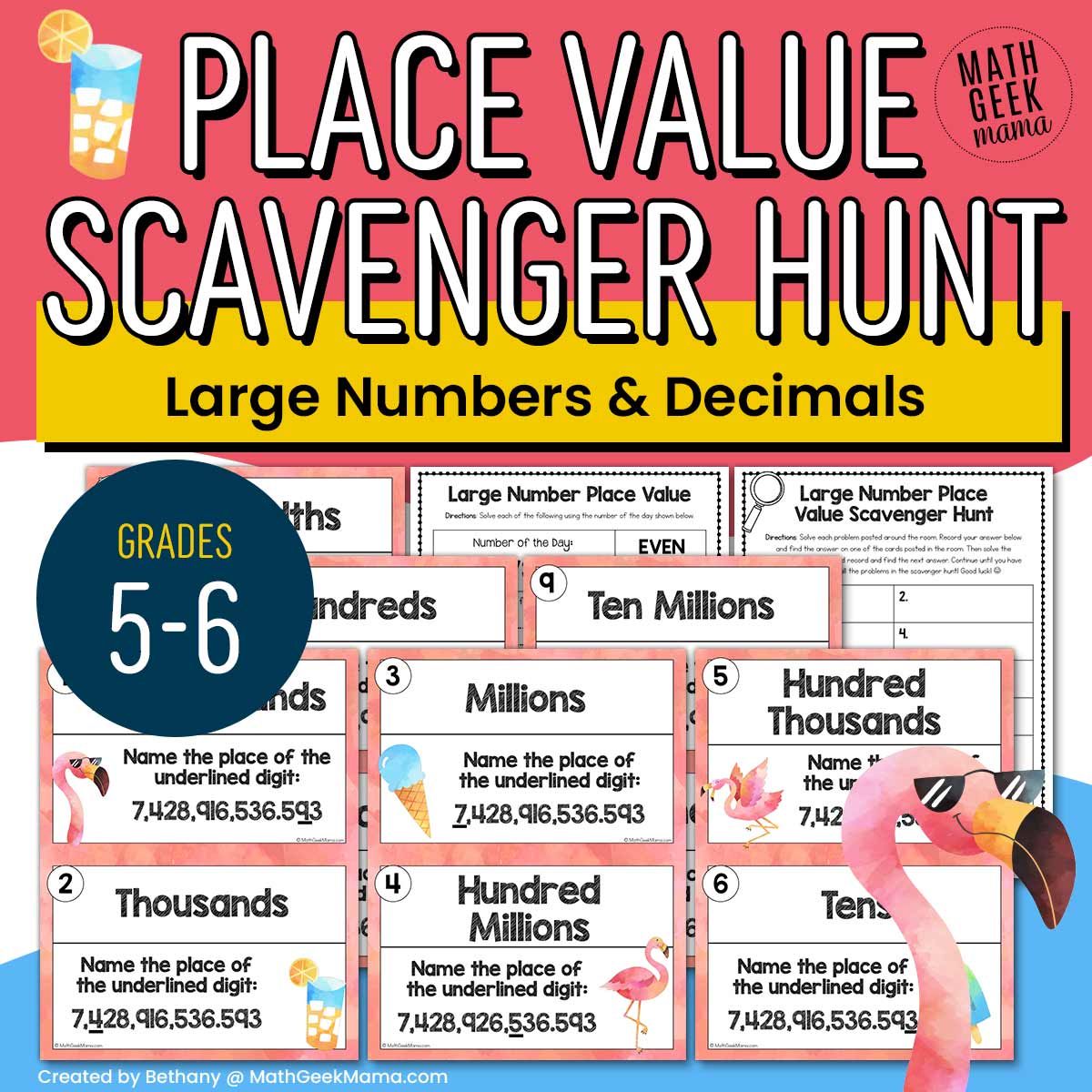 Place Value of Large Numbers & Decimals Scavenger Hunt - Grades 5-6 - PRINTABLE