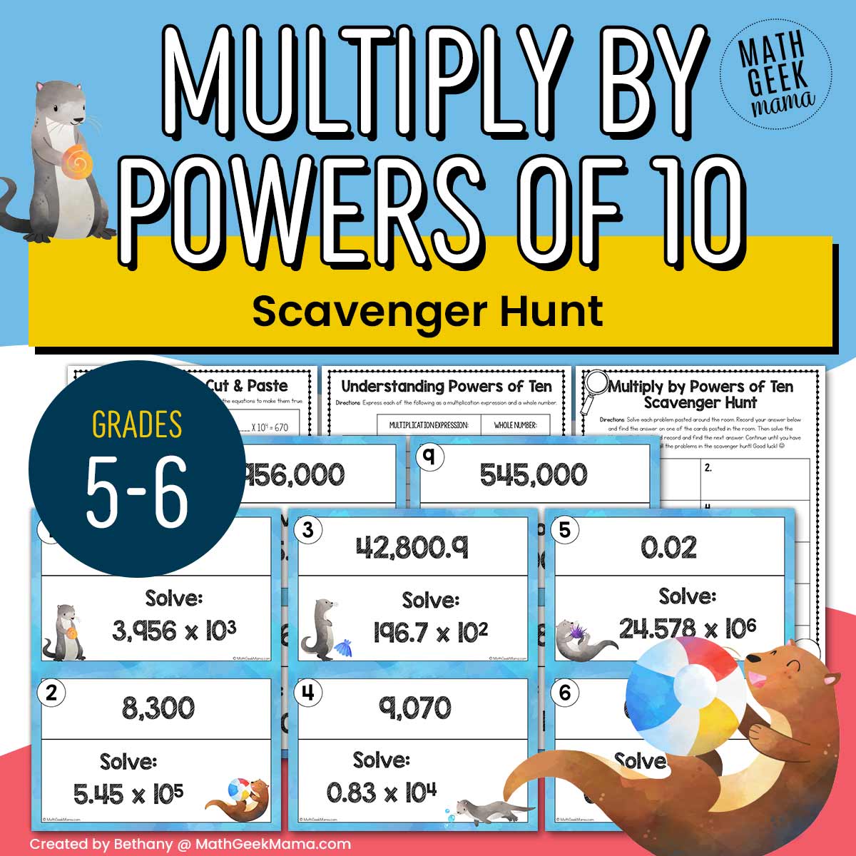 Multiply by Powers of Ten Scavenger Hunt - Grades 5-6 - PRINTABLE