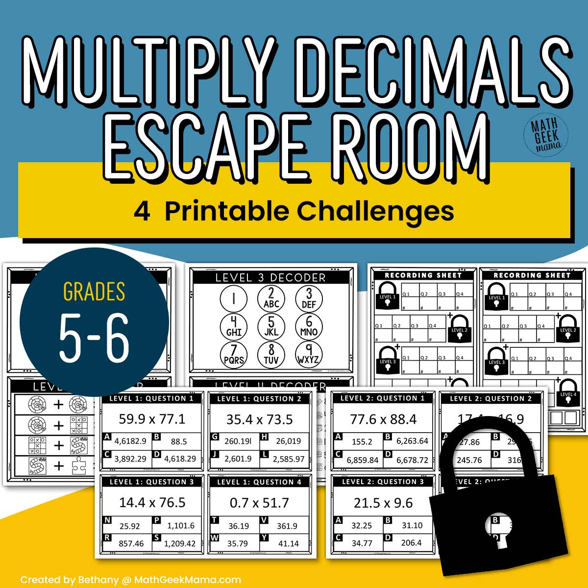 Multiply Decimals Escape Room - Grades 5-6 - PRINTABLE