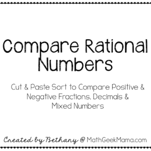 Rational Numbers Sorting Activity
