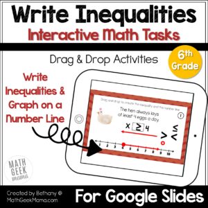 Barnyard Inequalities: Write Inequalities & Graph on a Number Line - 6th Grade - DIGITAL