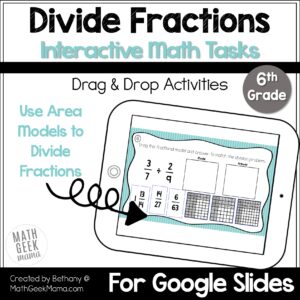 Divide Fractions by Fractions with Models - Drag & Drop 6th-7th Grade - DIGITAL