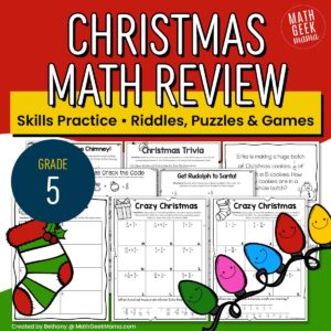 5th Grade Christmas Math - Low-Prep Fractions Practice & Puzzles - PRINTABLE
