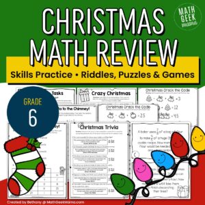 6th Grade Christmas Math - Low-Prep Practice & Puzzles - PRINTABLE
