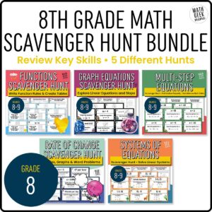 8th Grade Math Scavenger Hunt BUNDLE - PRINTABLE - 8th-9th Grade