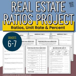 Real Estate Ratios & Unit Rate Project: Real Life Math - Grades 6-7 - PRINT