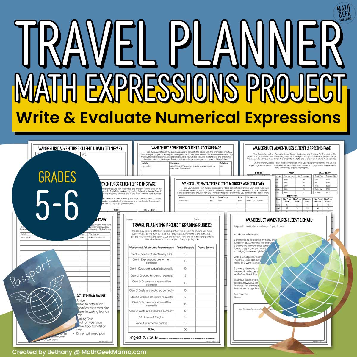 Write & Evaluate Numerical Expressions - Real Life Math Project - Grades 5-6 - PRINT